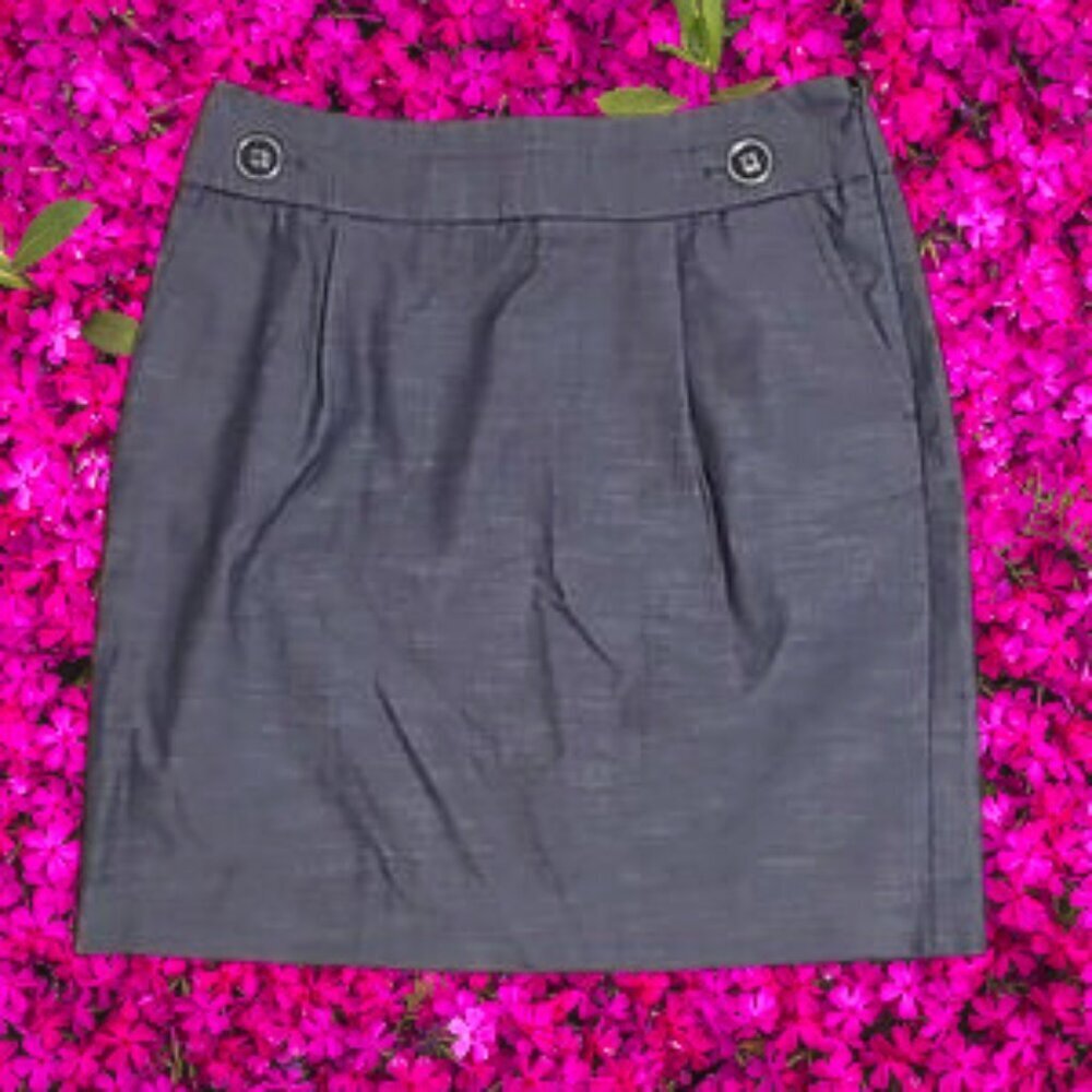 LOFT Blue Denim Pleated Bubble Mini Skirt